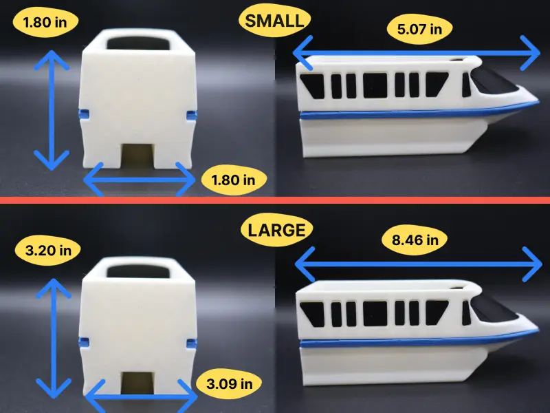 Monorail Planter Size Guide