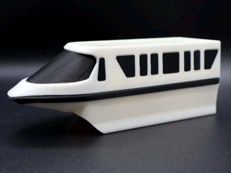 Monorail planter side view